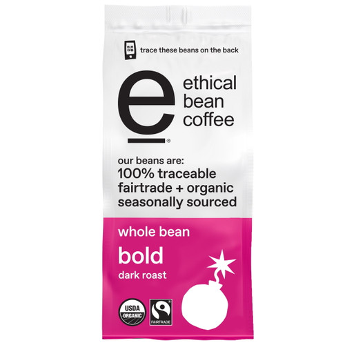 Ethical Bean Bold Dark Roast Fairtrade Organic Whole Bean Coffee, 12 Oz Bag